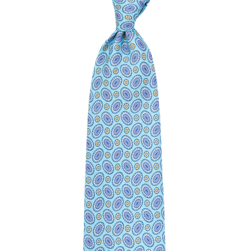 3 FOLD TIE UNLINED  - PURE SILK - BLU TIFFANY