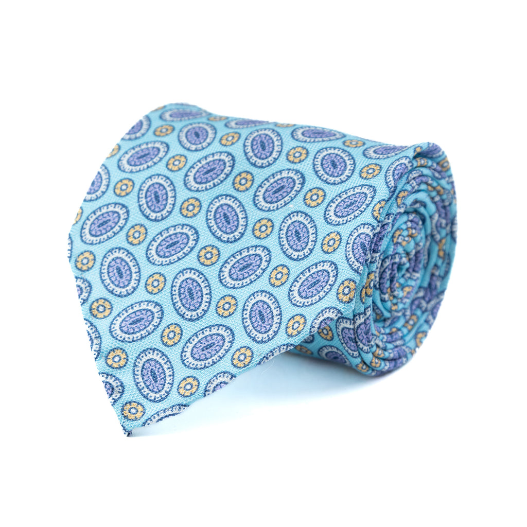3 FOLD TIE UNLINED  - PURE SILK - BLU TIFFANY