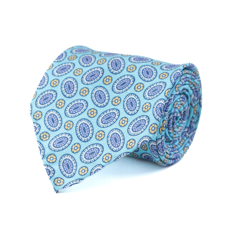 3 FOLD TIE UNLINED  - PURE SILK - BLU TIFFANY