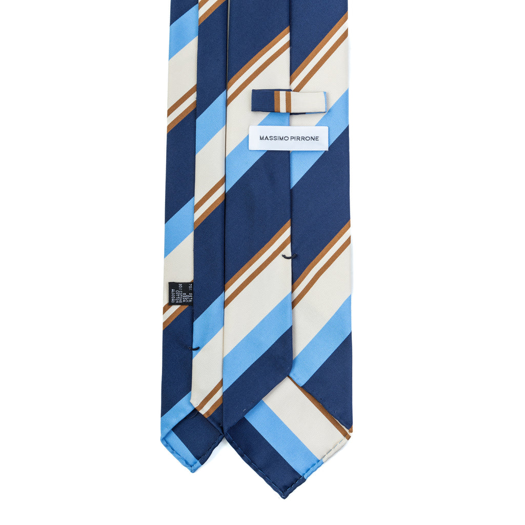 3 FOLD TIE UNLINED  - PURE SILK - ITALIAN REGIMENTAL