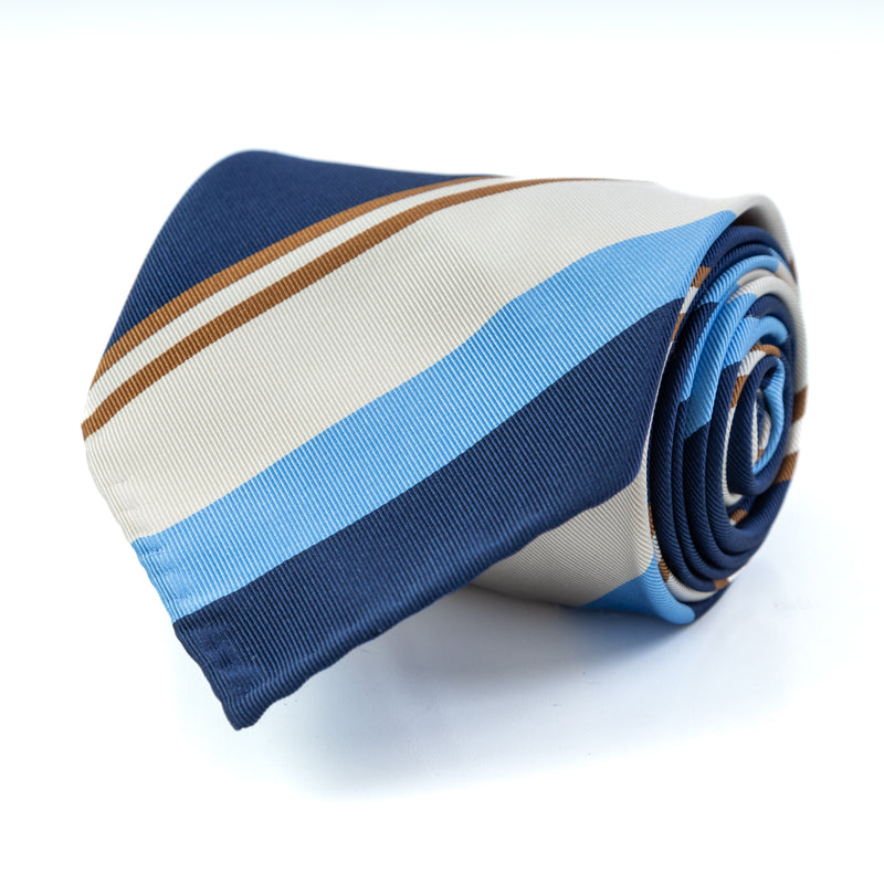 3 FOLD TIE UNLINED  - PURE SILK - ITALIAN REGIMENTAL