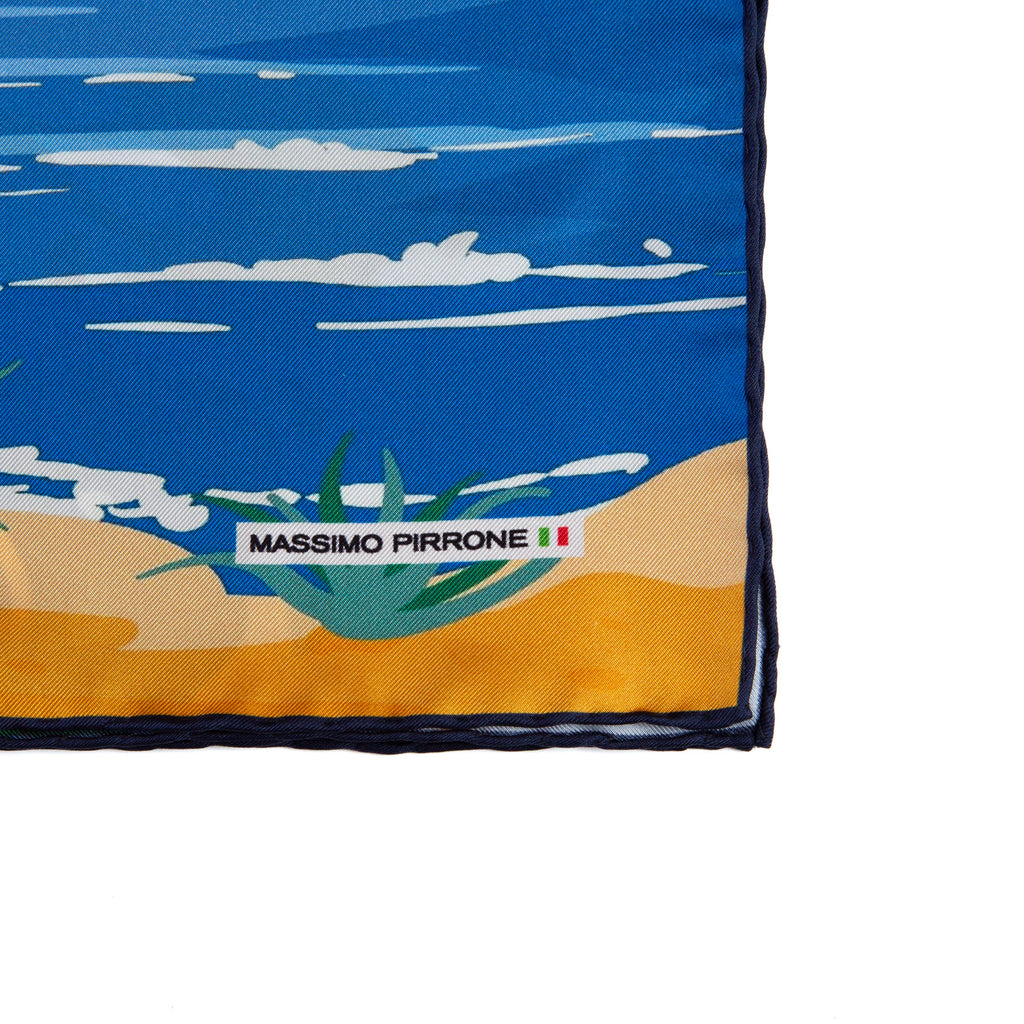 Silk Pocket Square Napoli hand  stitched edges