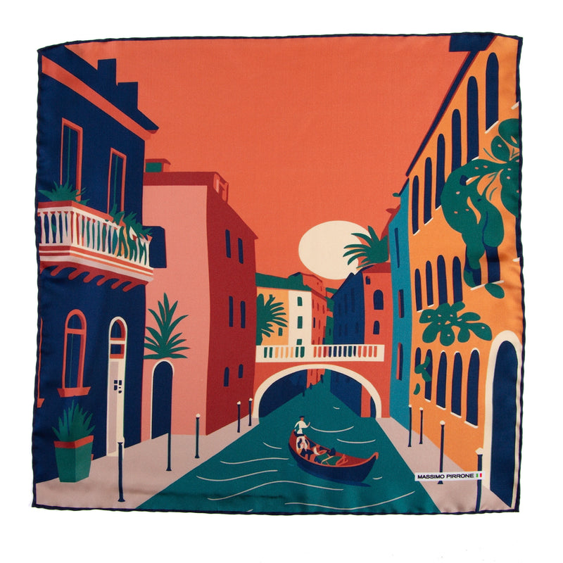 Silk Pocket Square  Venezia hand  stitched edges