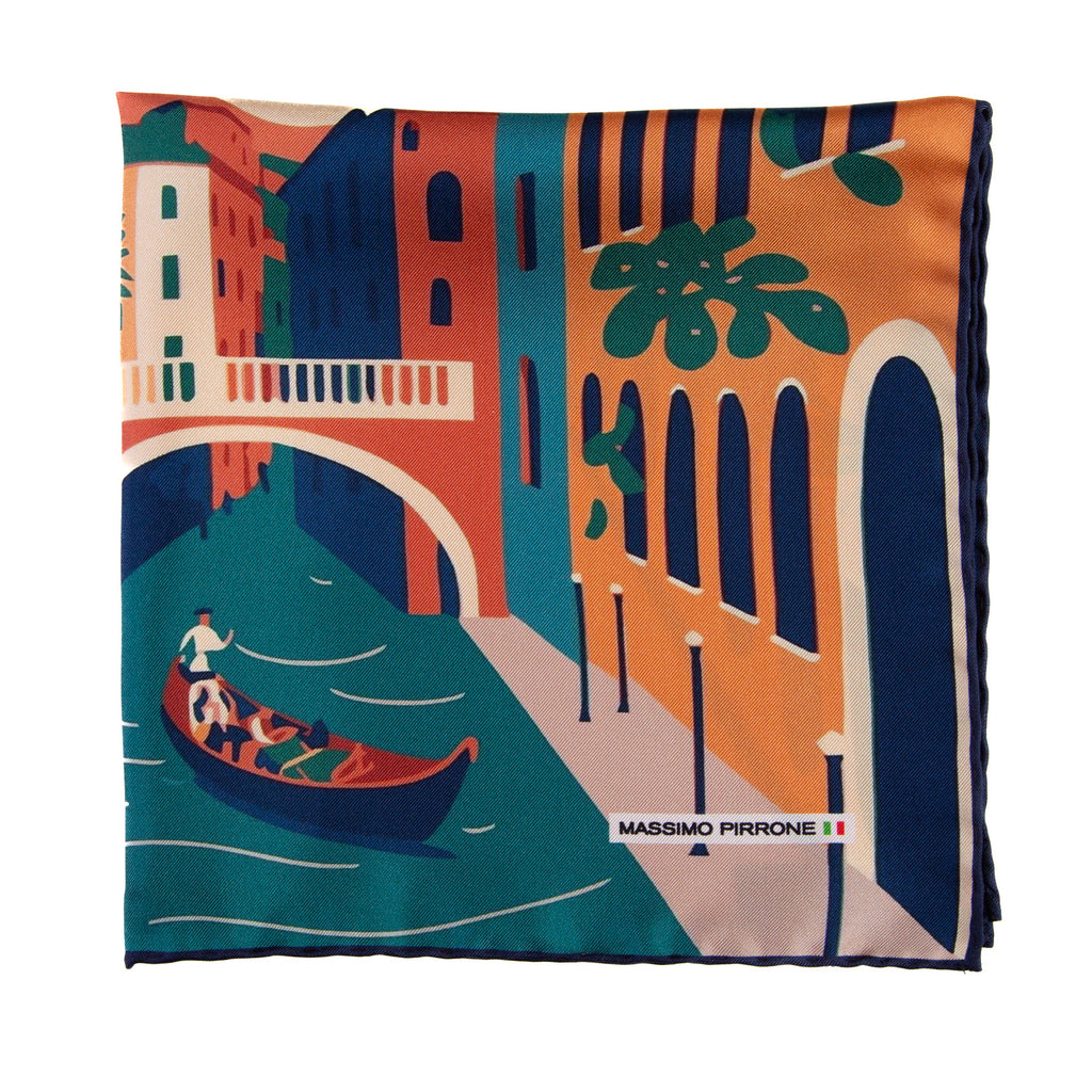 Silk Pocket Square  Venezia hand  stitched edges
