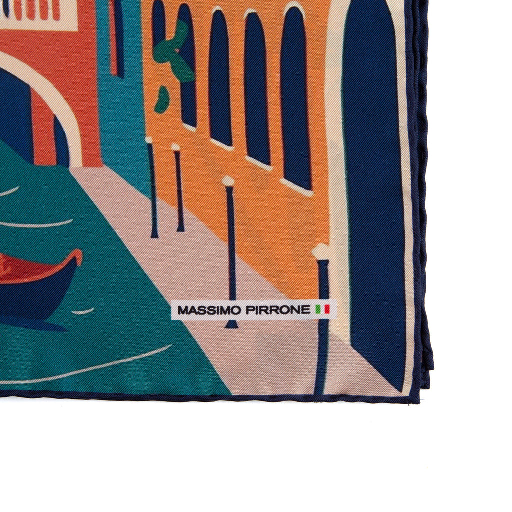Silk Pocket Square  Venezia hand  stitched edges