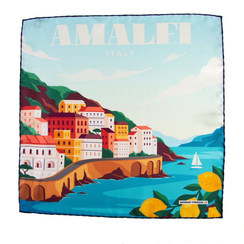 Silk Pocket Square  Amalfi  hand  stitched edges