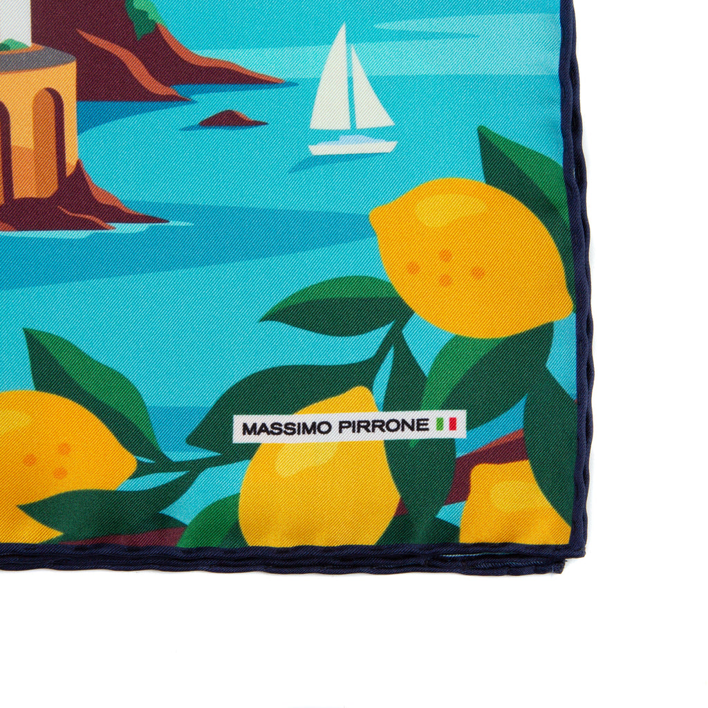 Silk Pocket Square  Amalfi  hand  stitched edges