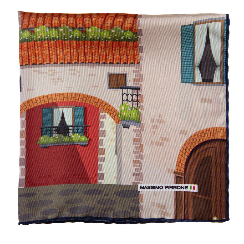 Silk Pocket Square  Chianti  hand  stitched edges