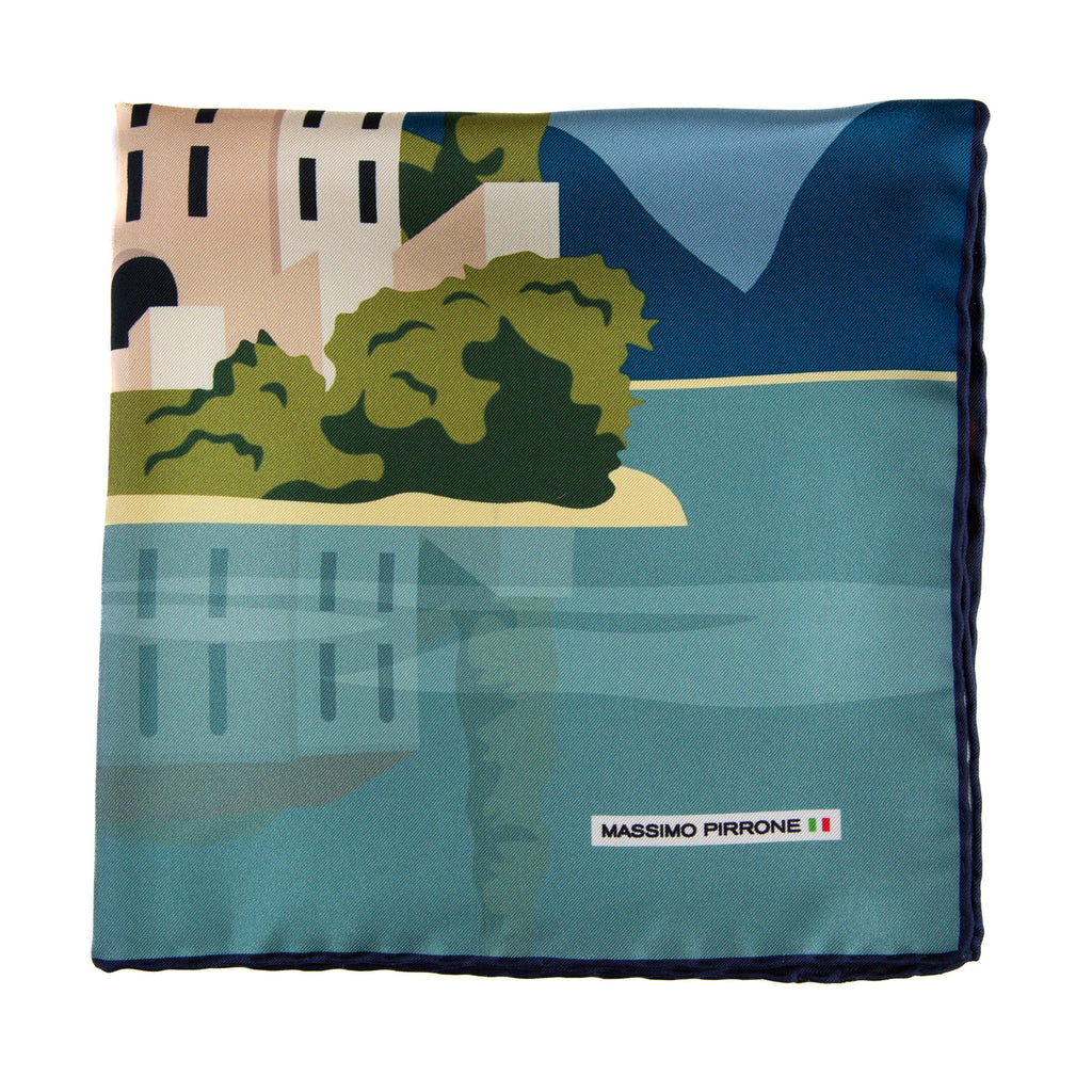Silk Pocket Square  Como  hand  stitched edges
