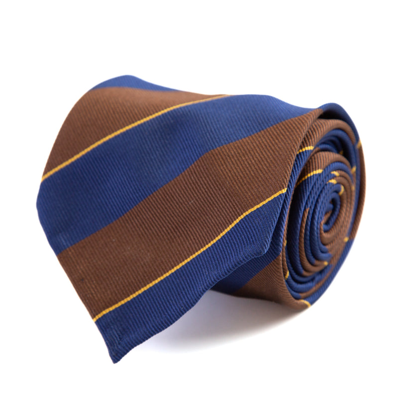 3 FOLD TIE UNLINED  - REGIMENTAL  -  PURE SILK