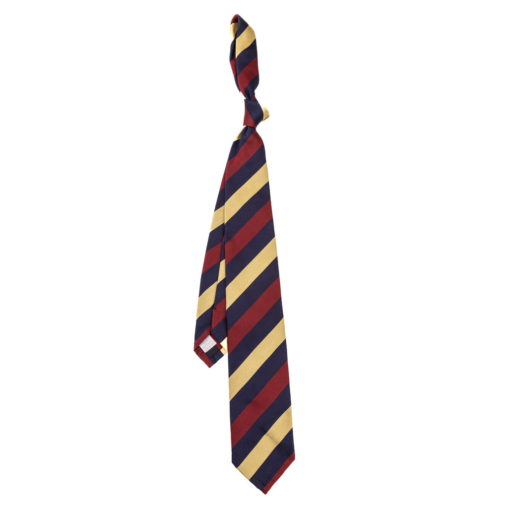 3 FOLD TIE UNLINED  REGIMENTAL  - PURE SILK -  HANDMADE IN ITALY