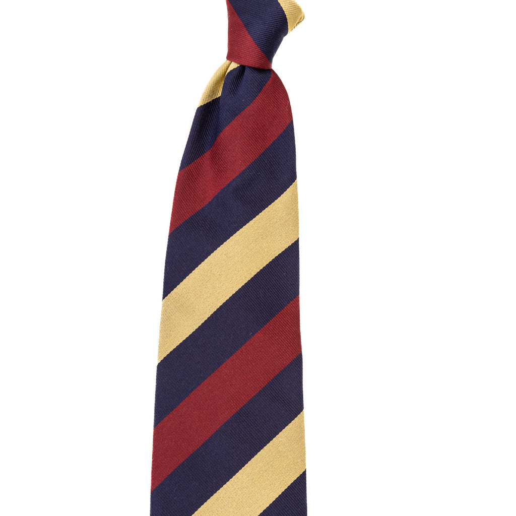 3 FOLD TIE UNLINED  REGIMENTAL  - PURE SILK -  HANDMADE IN ITALY