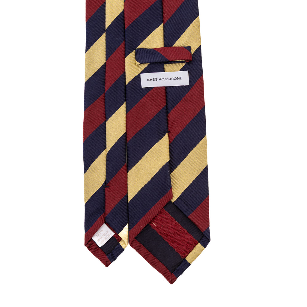 3 FOLD TIE UNLINED  REGIMENTAL  - PURE SILK -  HANDMADE IN ITALY