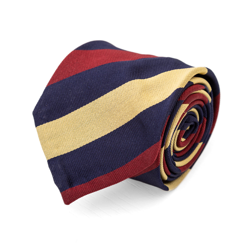 3 FOLD TIE UNLINED  REGIMENTAL  - PURE SILK -  HANDMADE IN ITALY