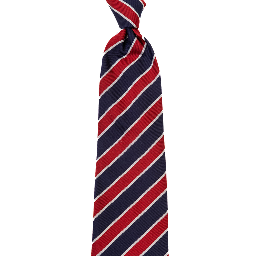 3 FOLD TIE UNLINED  REGIMENTAL  - PURE SILK -  HANDMADE IN ITALY