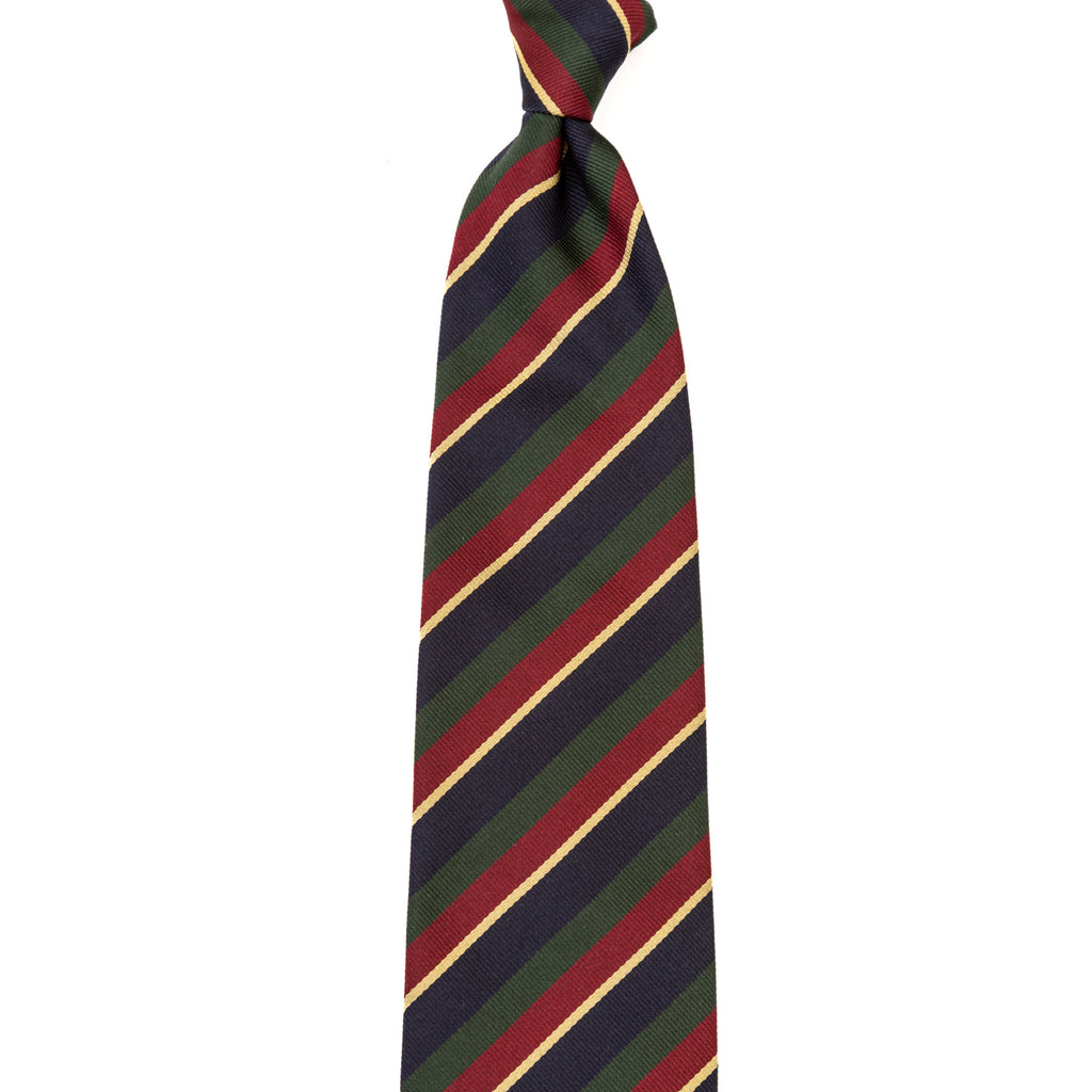 3 FOLD TIE UNLINED  REGIMENTAL  - PURE SILK -  HANDMADE IN ITALY
