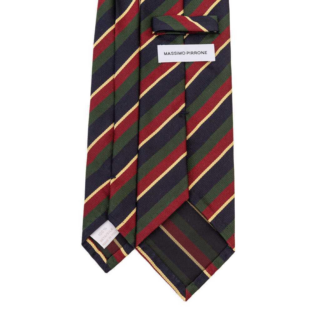 3 FOLD TIE UNLINED  REGIMENTAL  - PURE SILK -  HANDMADE IN ITALY
