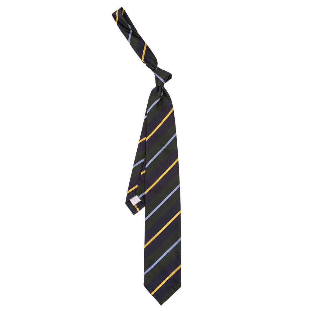 3 FOLD TIE UNLINED  REGIMENTAL  - PURE SILK -  HANDMADE IN ITALY