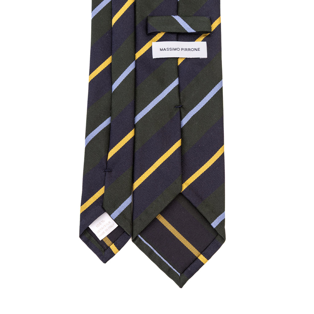 3 FOLD TIE UNLINED  REGIMENTAL  - PURE SILK -  HANDMADE IN ITALY