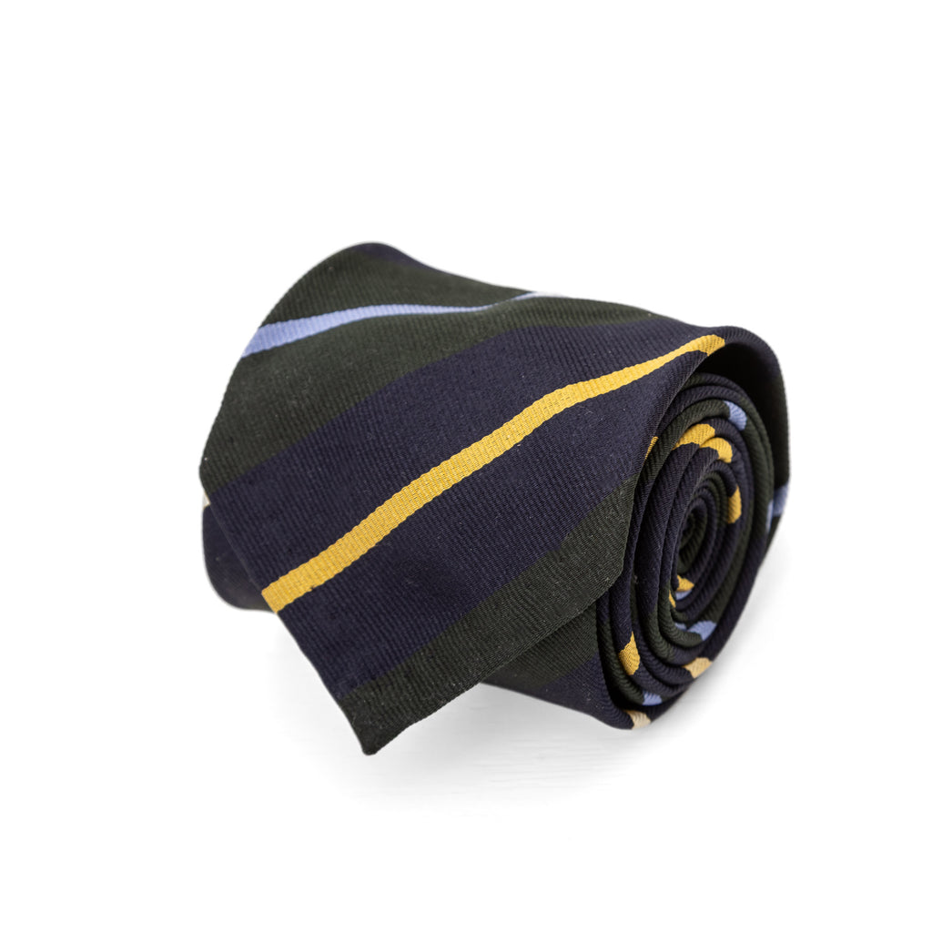 3 FOLD TIE UNLINED  REGIMENTAL  - PURE SILK -  HANDMADE IN ITALY