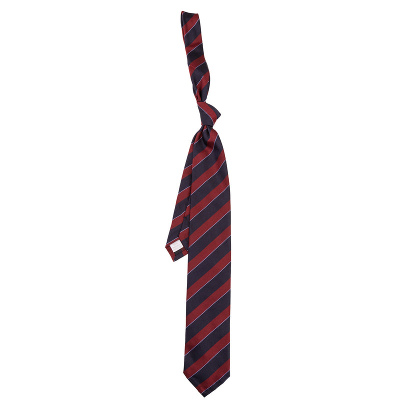 3 FOLD TIE UNLINED  REGIMENTAL  - PURE SILK -  HANDMADE IN ITALY