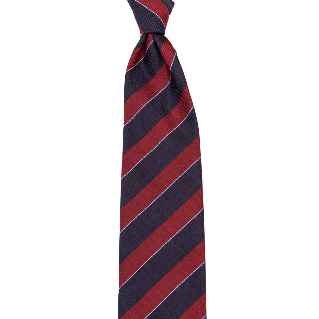 3 FOLD TIE UNLINED  REGIMENTAL  - PURE SILK -  HANDMADE IN ITALY