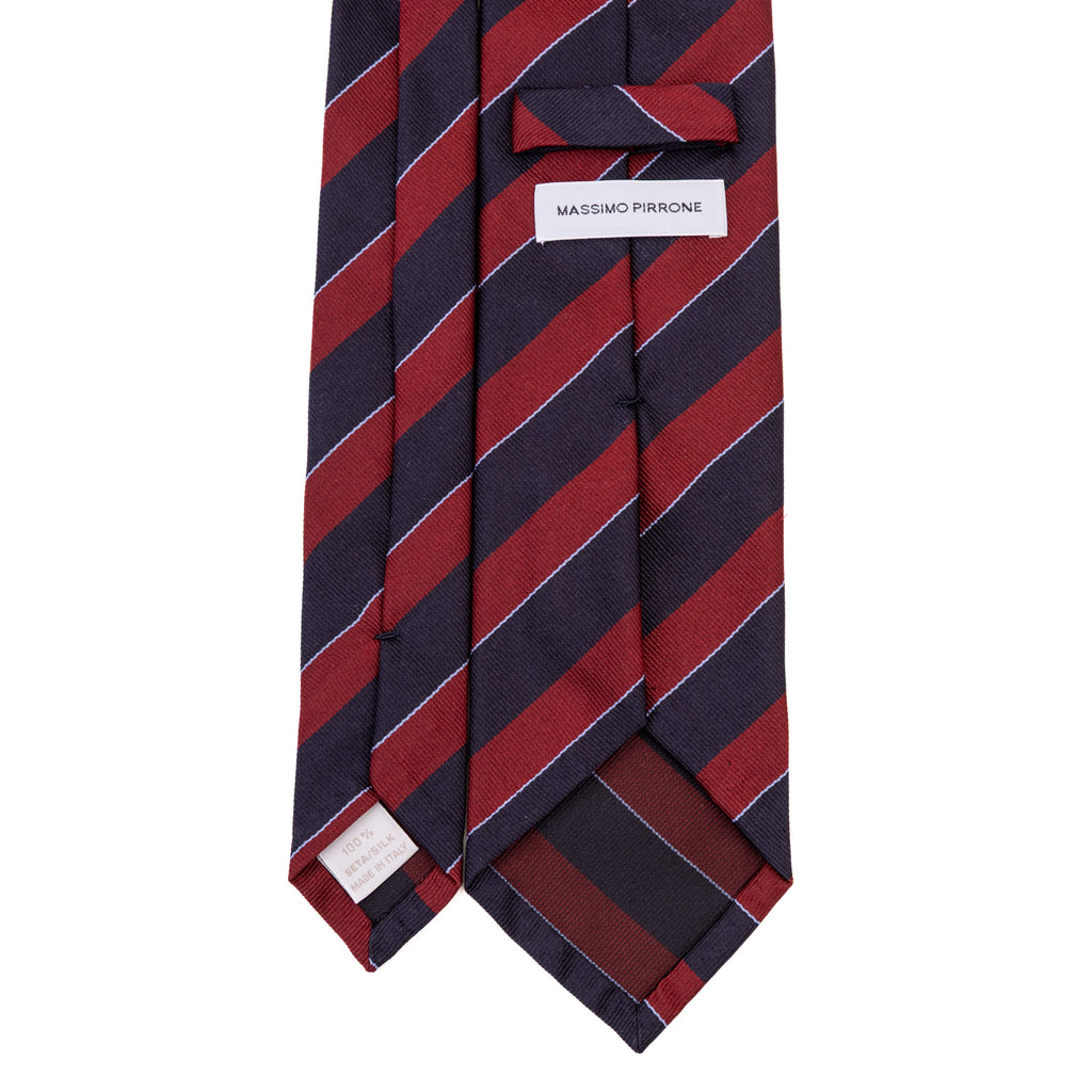 3 FOLD TIE UNLINED  REGIMENTAL  - PURE SILK -  HANDMADE IN ITALY
