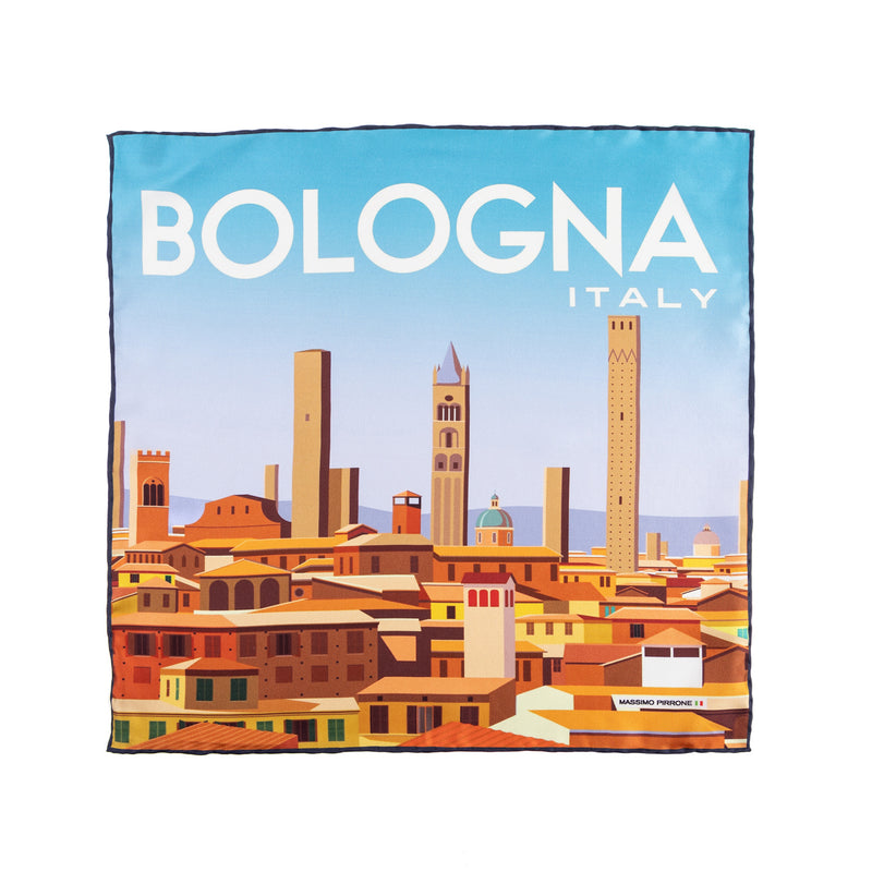 Silk Pocket Square Bologna hand stiched edges
