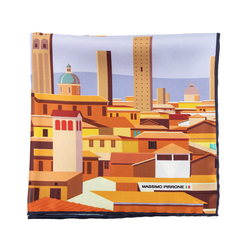 Silk Pocket Square Bologna hand stiched edges