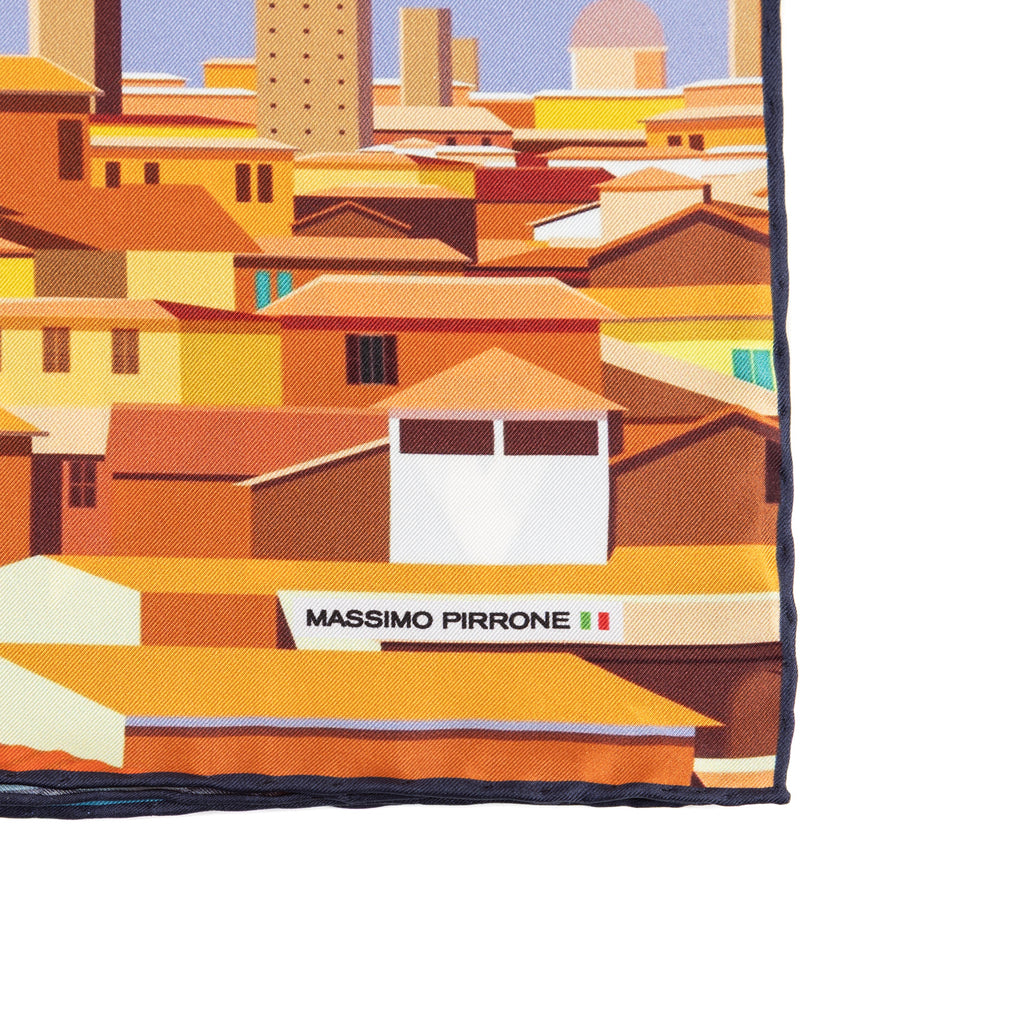 Silk Pocket Square Bologna hand stiched edges