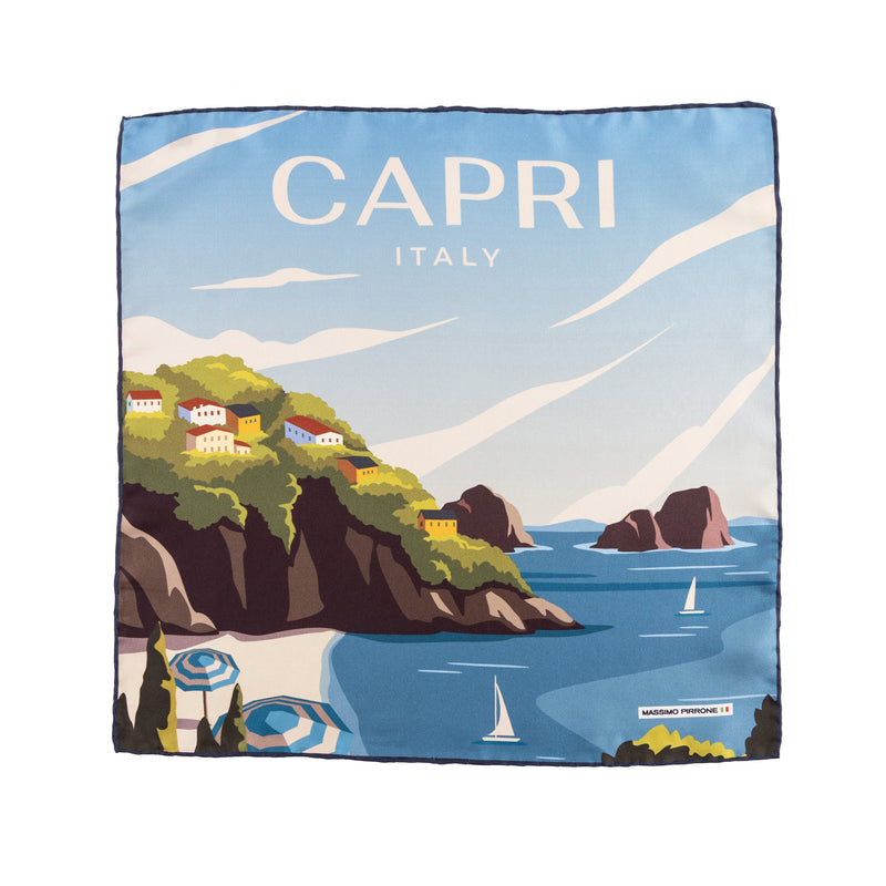 Silk Pocket Square CAPRI  hand stiched edges