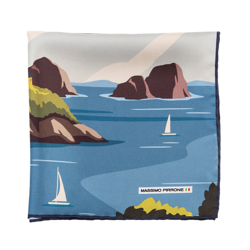Silk Pocket Square CAPRI  hand stiched edges