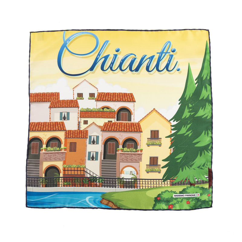Silk Pocket Square Chianti hand stiched edges