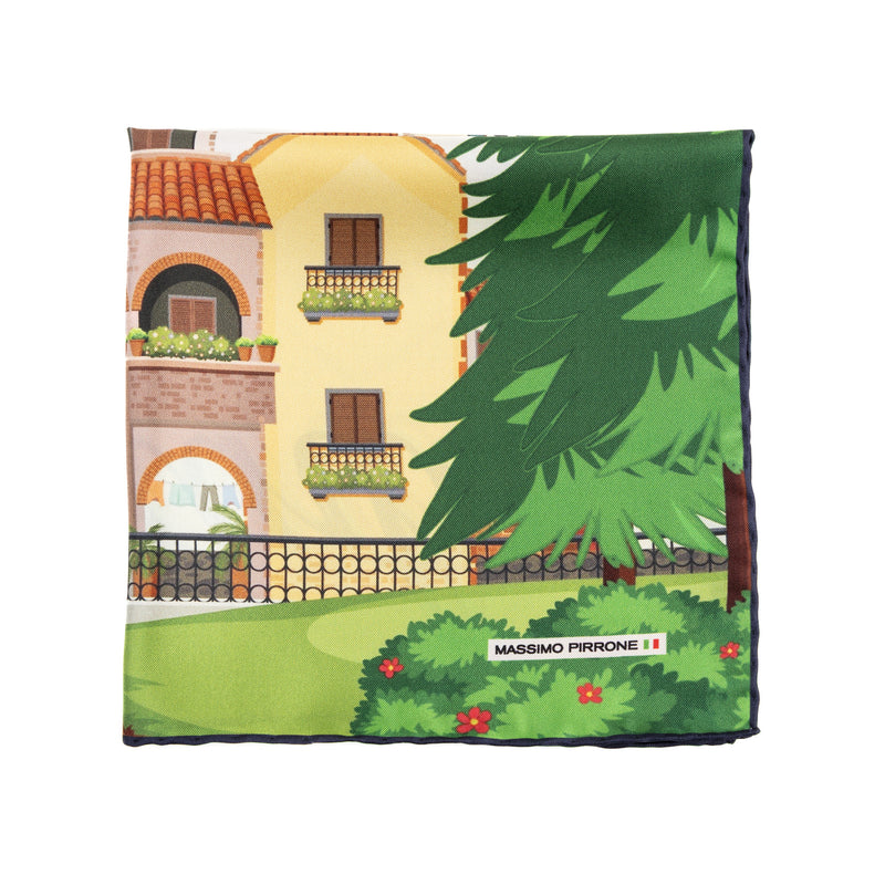 Silk Pocket Square Chianti hand stiched edges