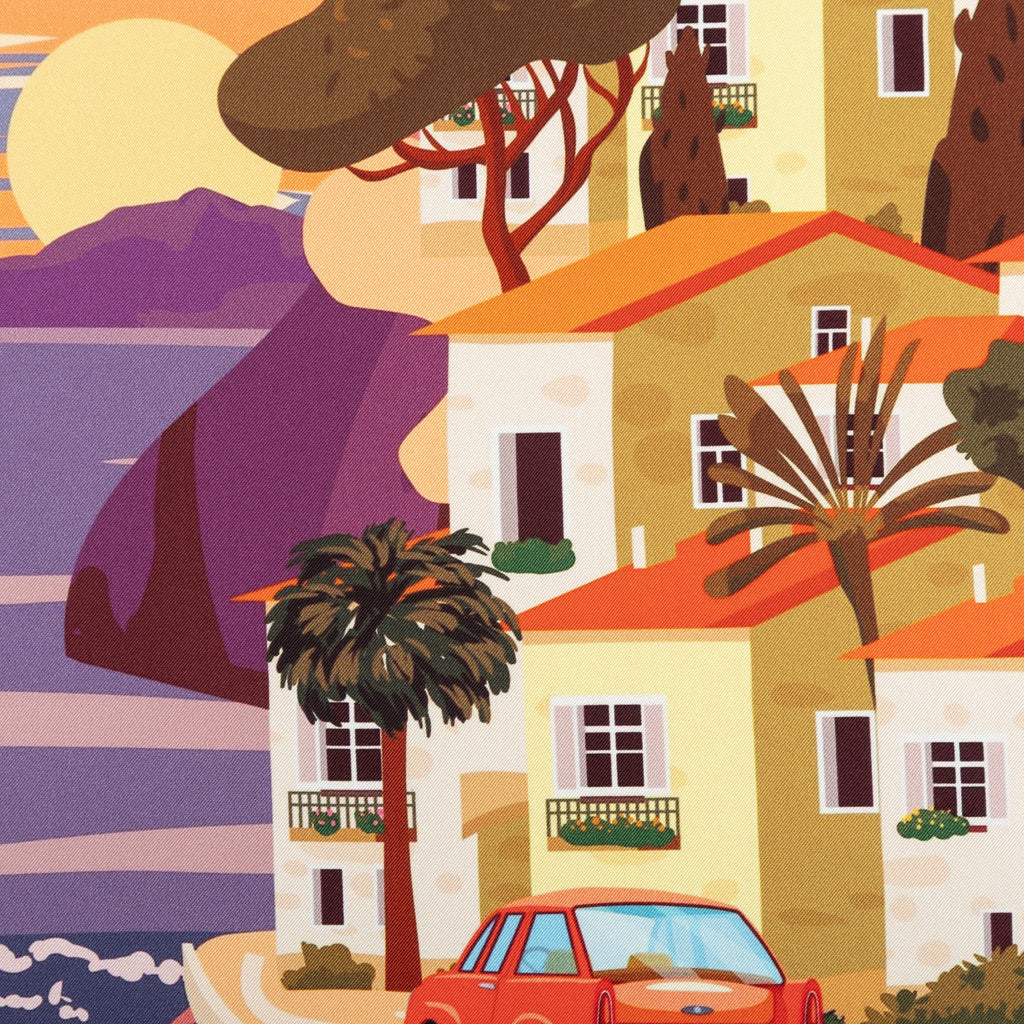 Silk Pocket Square Positano hand stiched edges