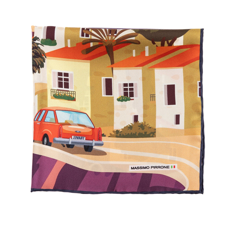 Silk Pocket Square Positano hand stiched edges