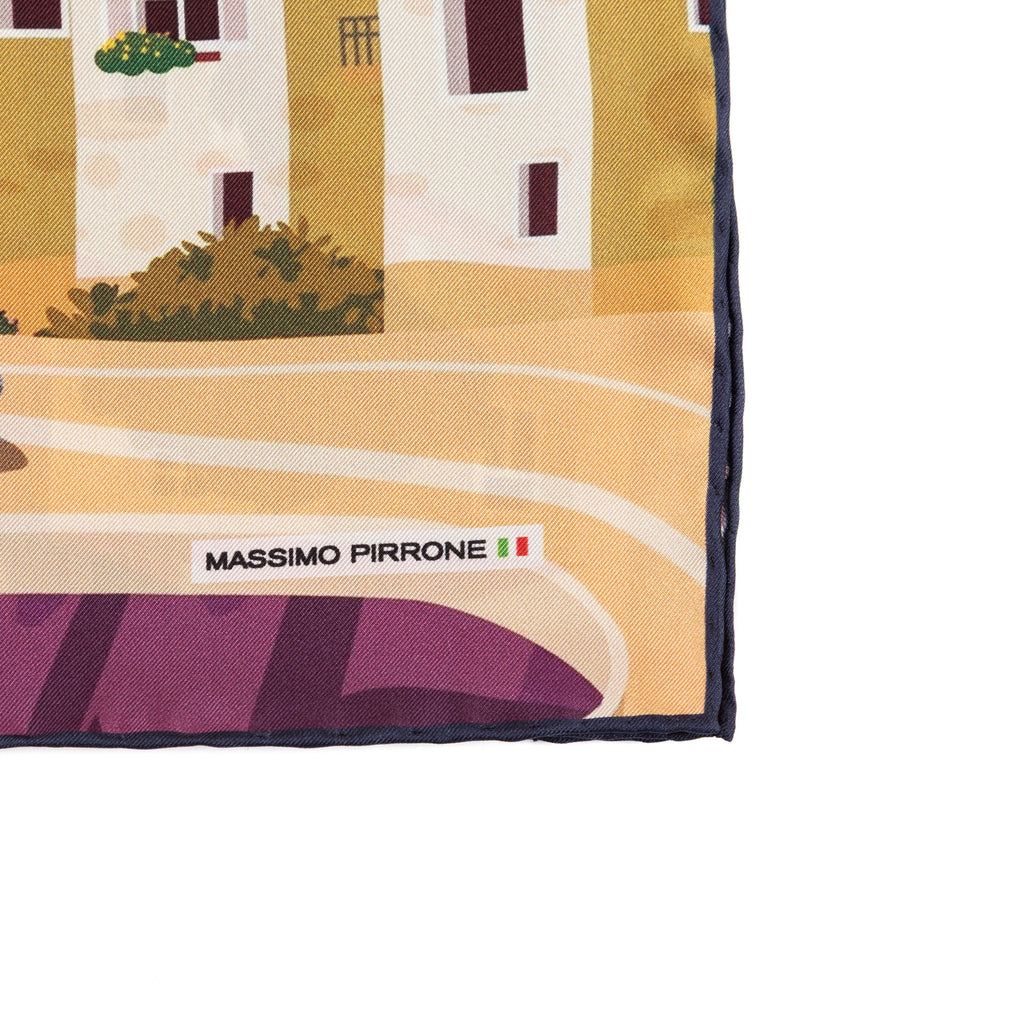 Silk Pocket Square Positano hand stiched edges