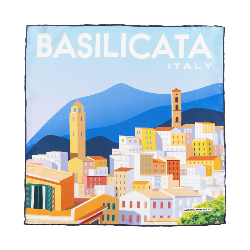 Silk Pocket Square Basilicata hand stiched edges