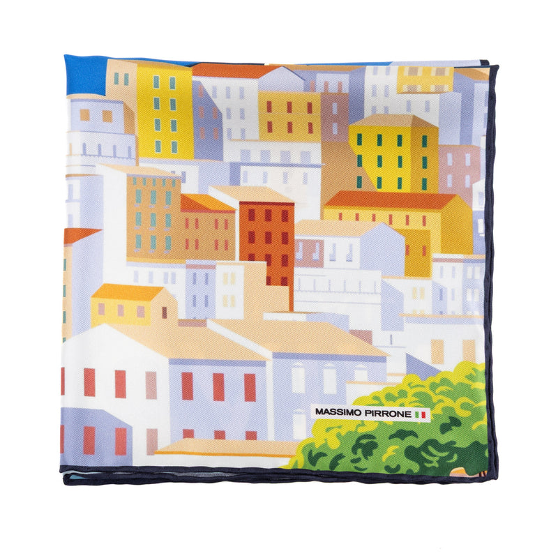 Silk Pocket Square Basilicata hand stiched edges