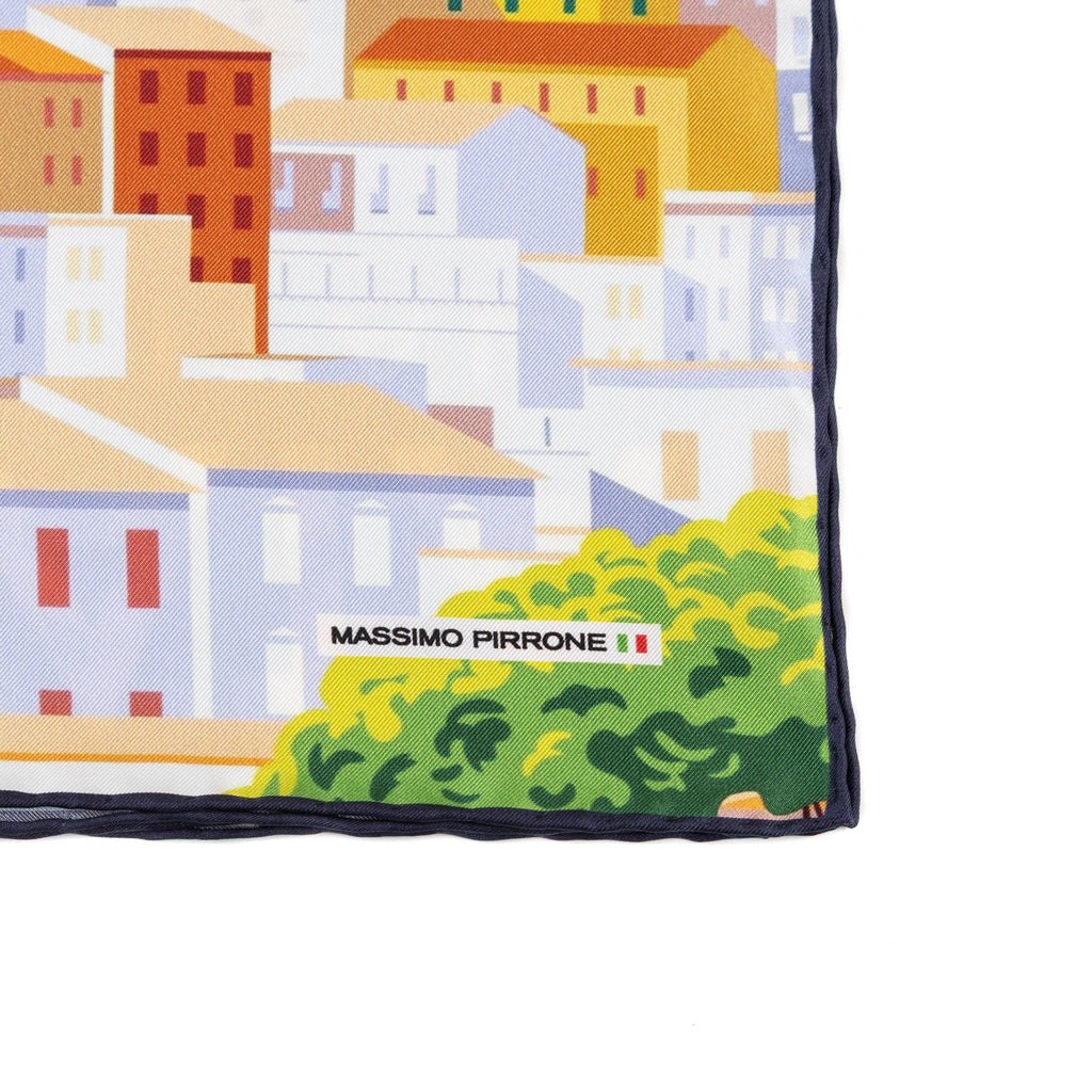 Silk Pocket Square Basilicata hand stiched edges