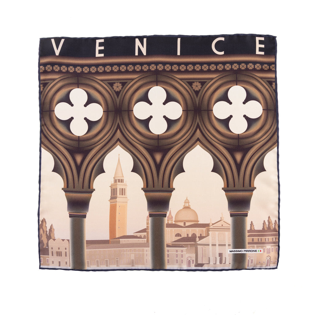 Silk Pocket Square Venezia hand stiched edges