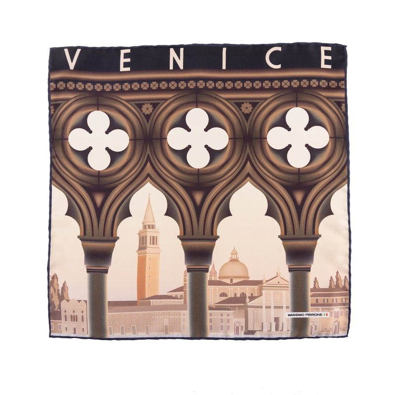Silk Pocket Square Venezia hand stiched edges