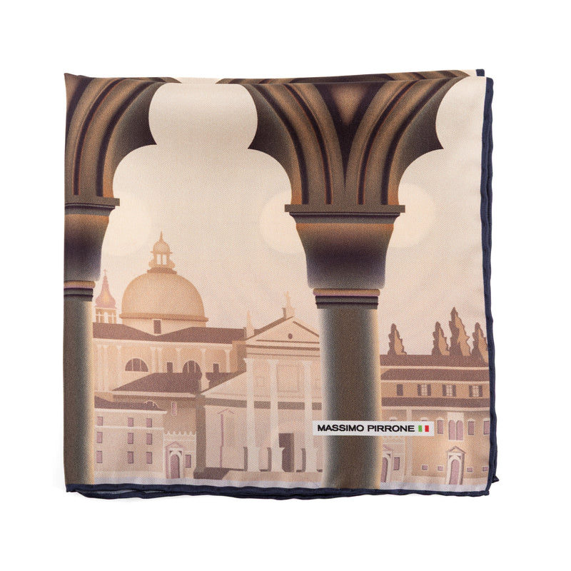Silk Pocket Square Venezia hand stiched edges