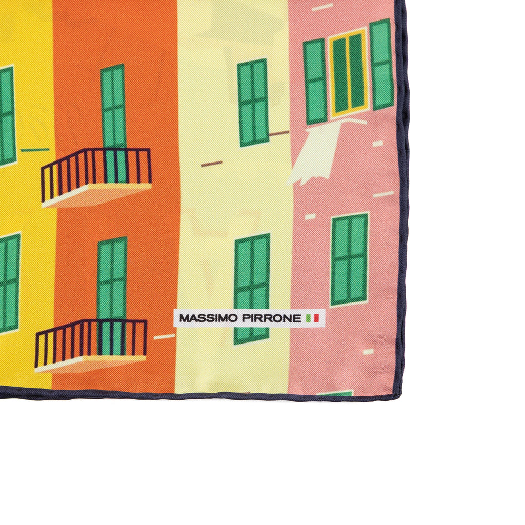 Silk Pocket Square Liguria Golfo dei poeti  hand stiched edges