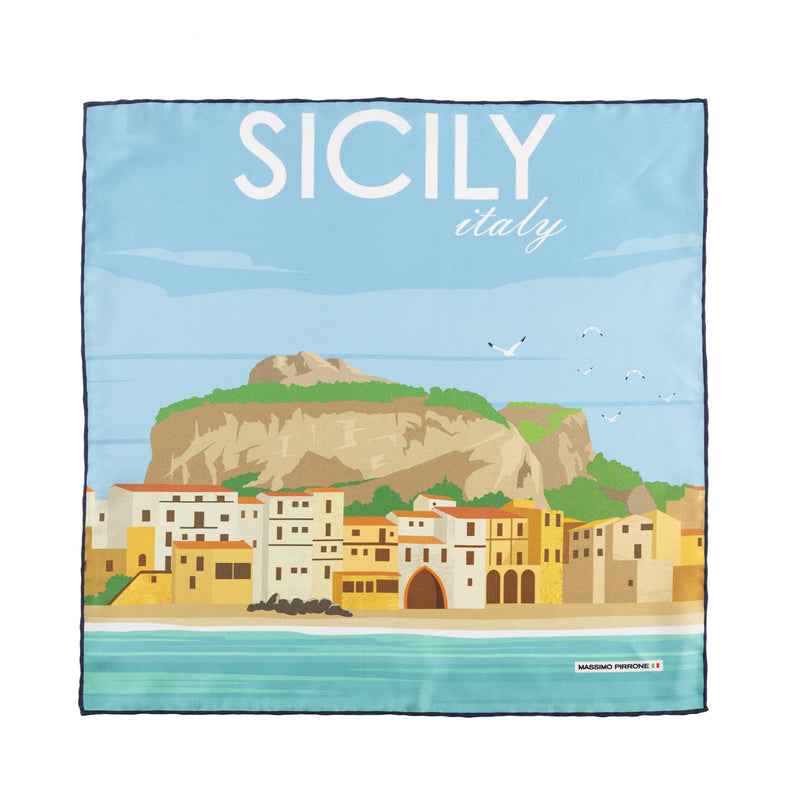 Silk Pocket Square Sicilia hand stiched edges