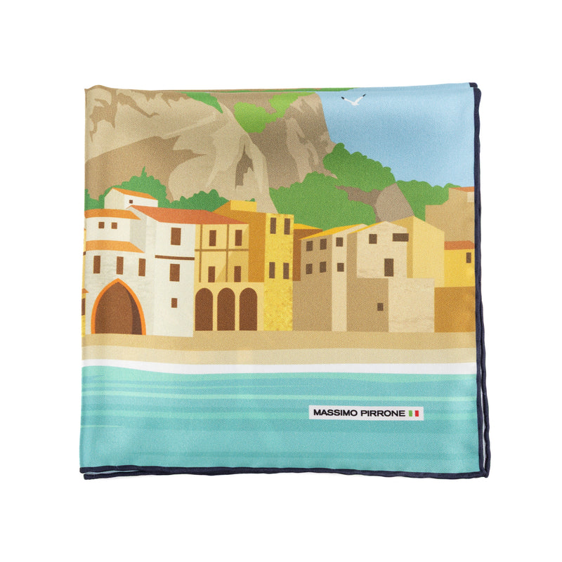 Silk Pocket Square Sicilia hand stiched edges