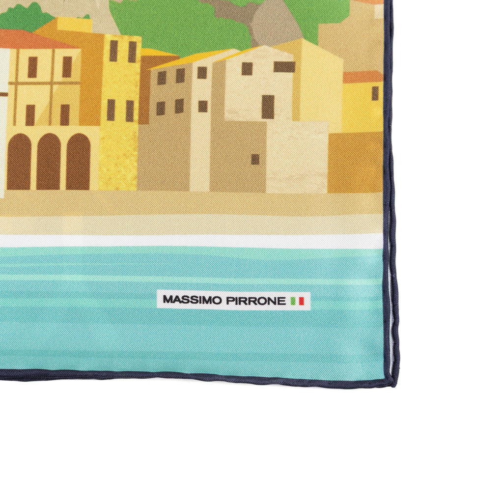 Silk Pocket Square Sicilia hand stiched edges