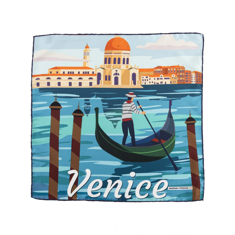 Silk Pocket Square bella Venezia  hand stiched edges