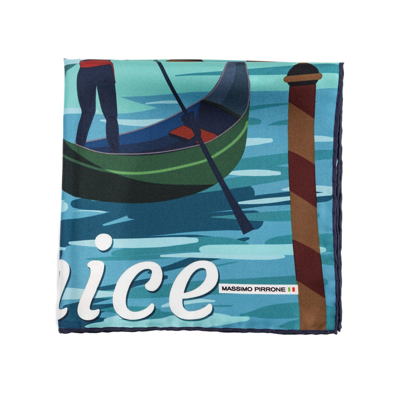 Silk Pocket Square bella Venezia  hand stiched edges