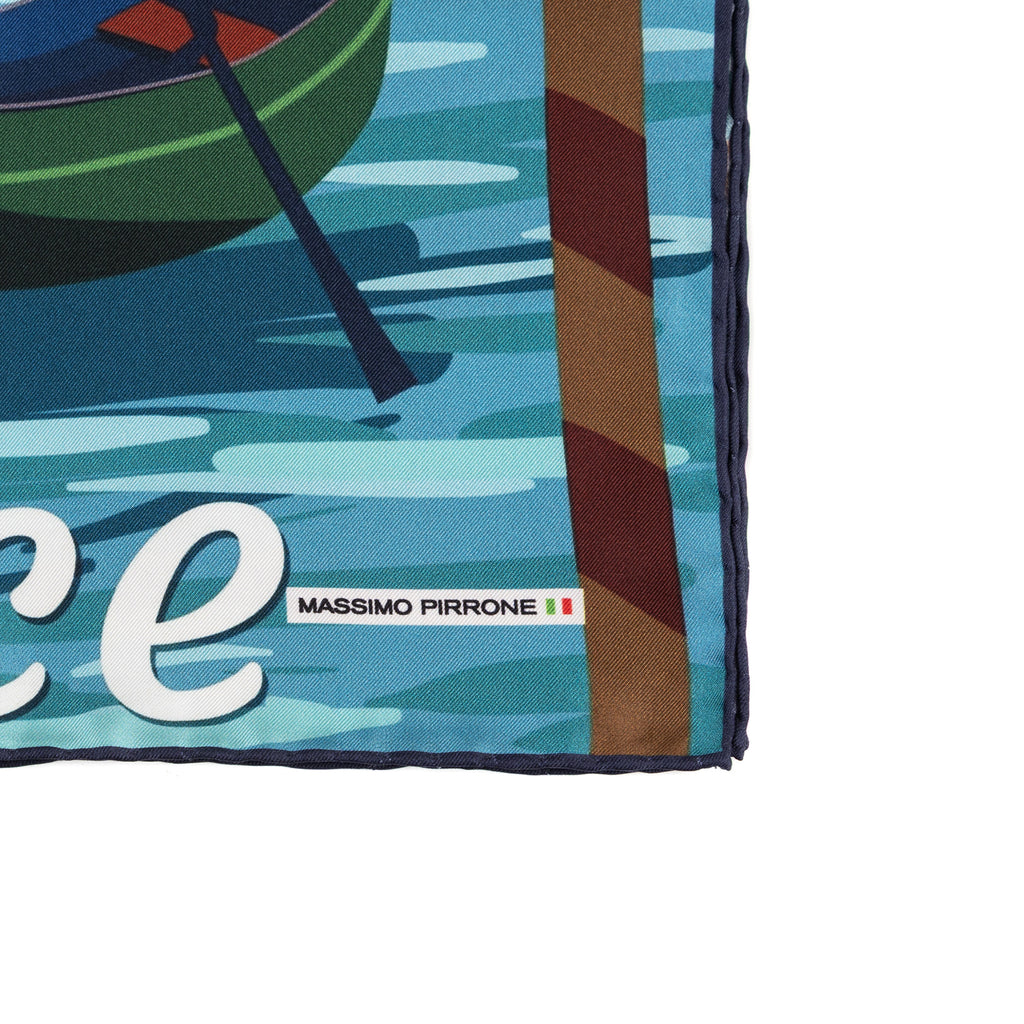 Silk Pocket Square bella Venezia  hand stiched edges